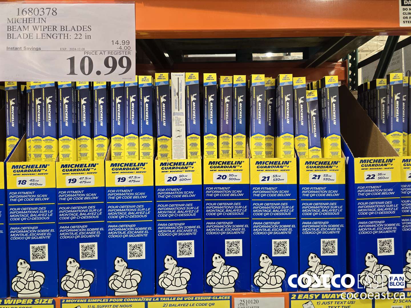 1680378 MICHELIN BEAM WIPER BLADES BLADE LENGTH: 22 in ($4.00 INSTANT SAVINGS EXPIRES ON 2024-12-08) $10.99