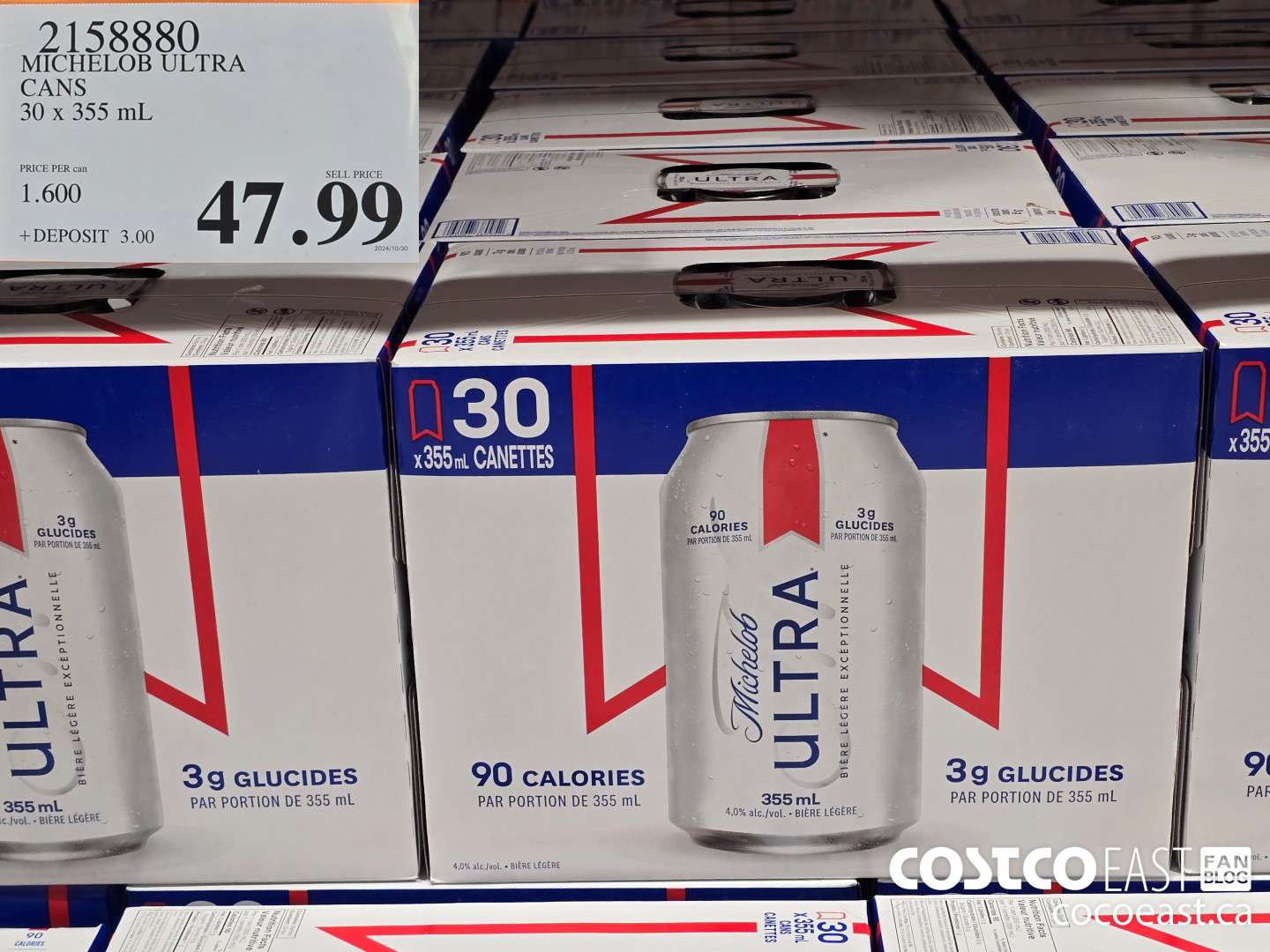 2158830 MICHELOB ULTRA CANS 30 x 355 ML $47.99