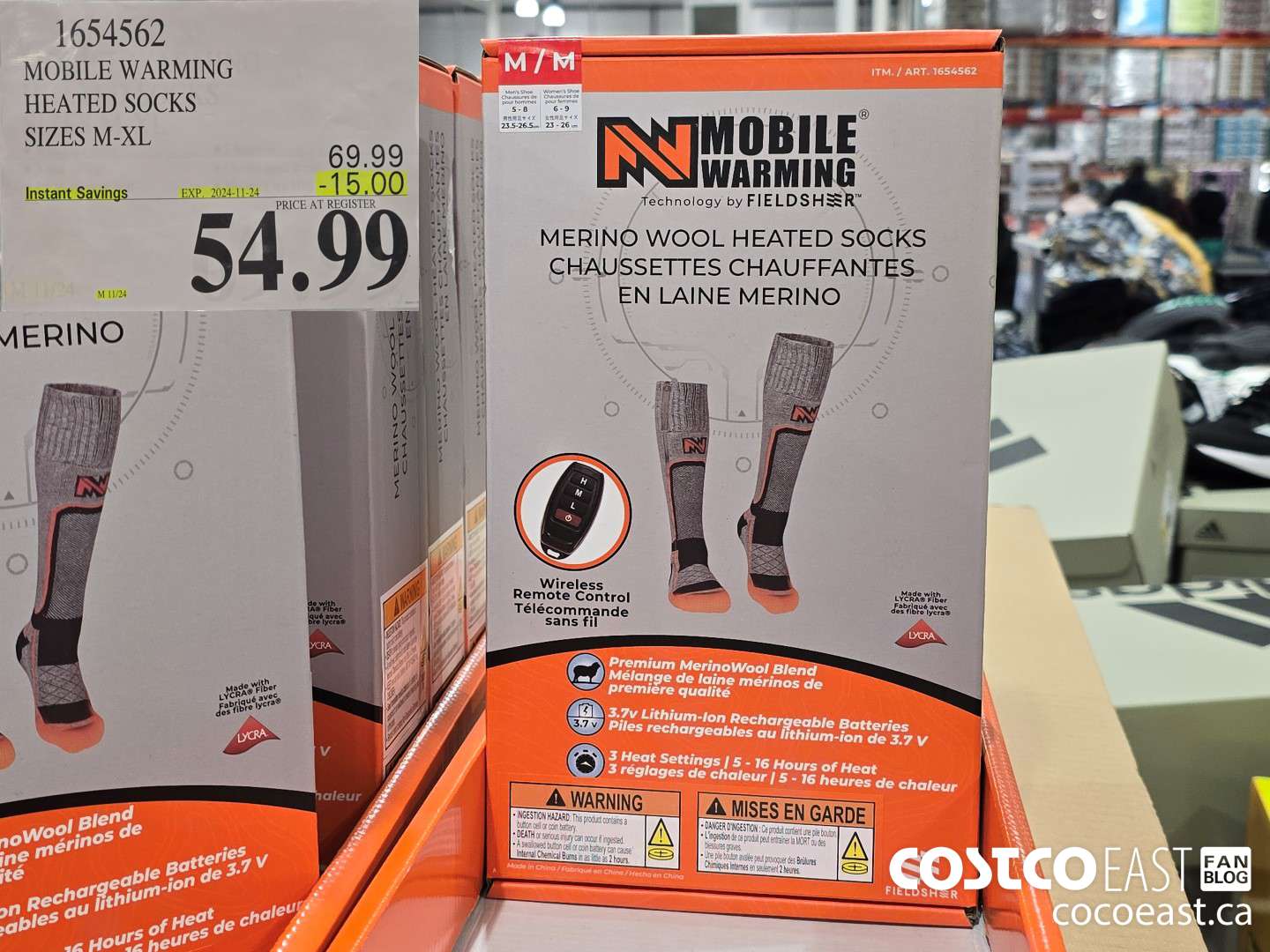 1654562 MOBILE WARMING HEATED SOCKS SIZES M-XL ($15.00 INSTANT SAVINGS EXPIRES ON 2024-11-24) $54.99