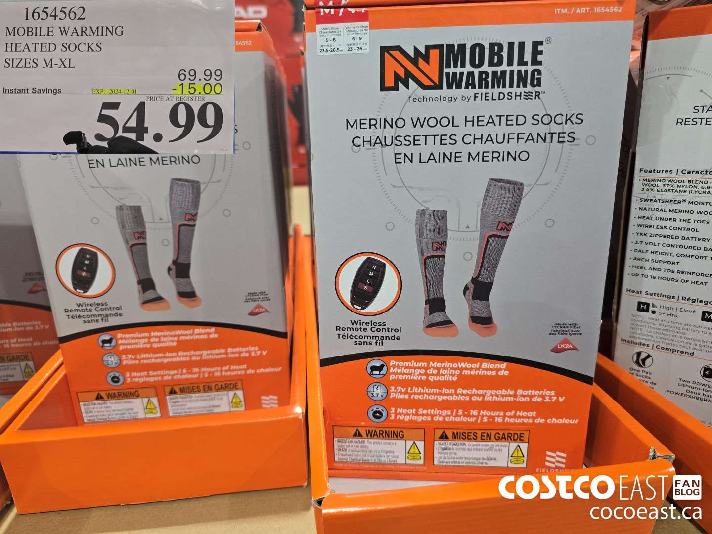 1654562 MOBILE WARMING HEATED SOCKS SIZES M-XL ($15.00 INSTANT SAVINGS EXPIRES ON 2024-12-01) $54.99