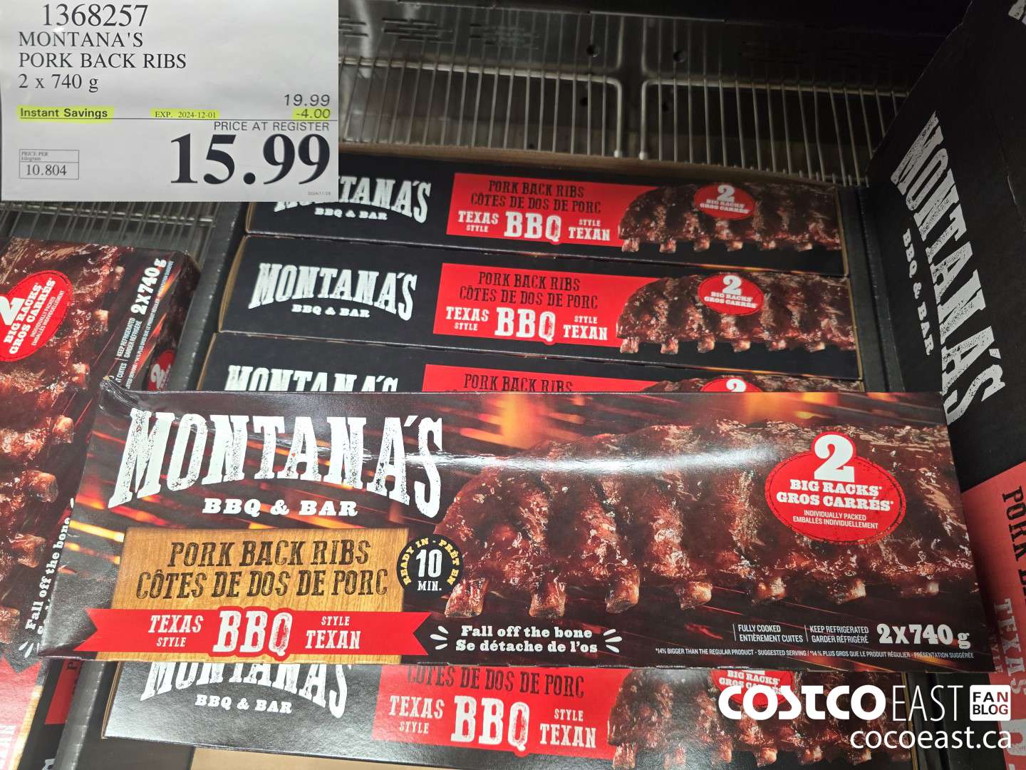 1368257 MONTANA'S PORK BACK RIBS 2 X 740 G ($4.00 INSTANT SAVINGS EXPIRES ON 2024-12-01) $15.99