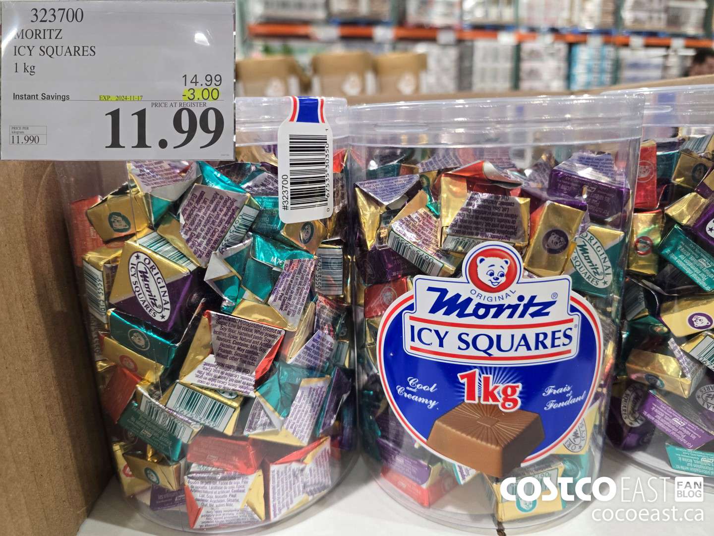 323700 MORITZ ICY SQUARES 1 KG ($3.00 INSTANT SAVINGS EXPIRES ON 2024-11-17) $11.99