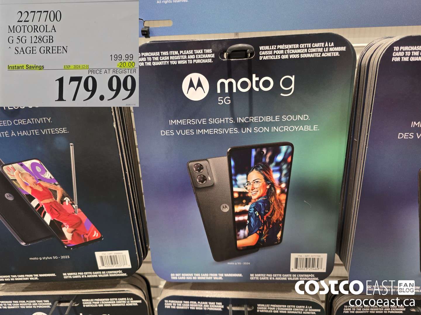 2277700 MOTOROLA G 5G 128GB SAGE GREEN ($20.00 INSTANT SAVINGS EXPIRES ON 2024-12-01) $179.99