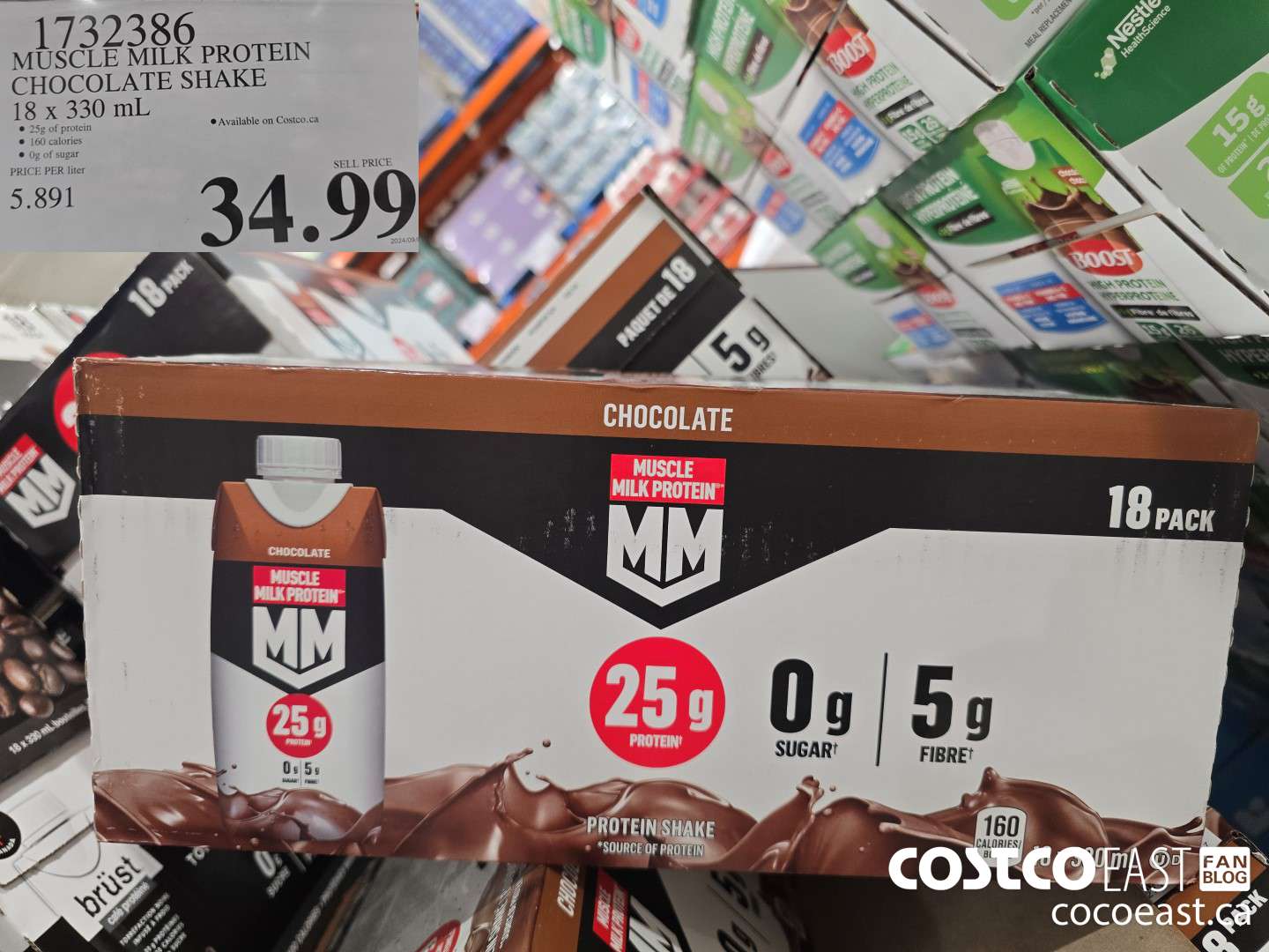 1732386 MUSCLE MILK PROTEIN CHOCOLATE SHAKE 18 X 330 ML $34.99