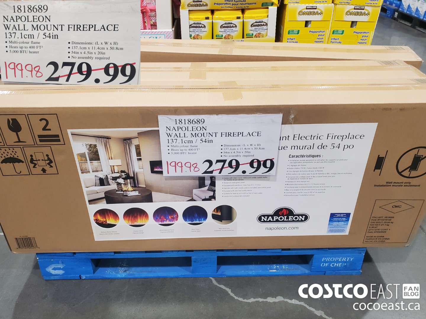 1818689 NAPOLEON WALL MOUNT FIREPLACE 137.1cm / 54in $198.98