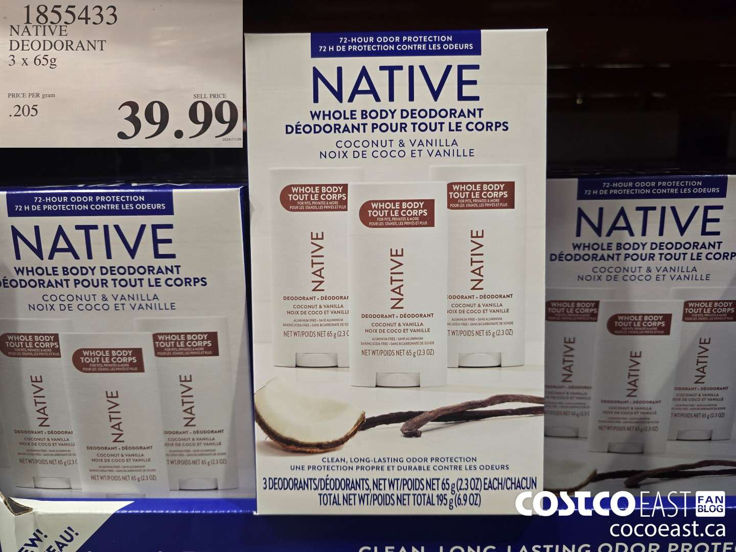 1855433 NATIVE DEODORANT 3 X 65 G $39.99
