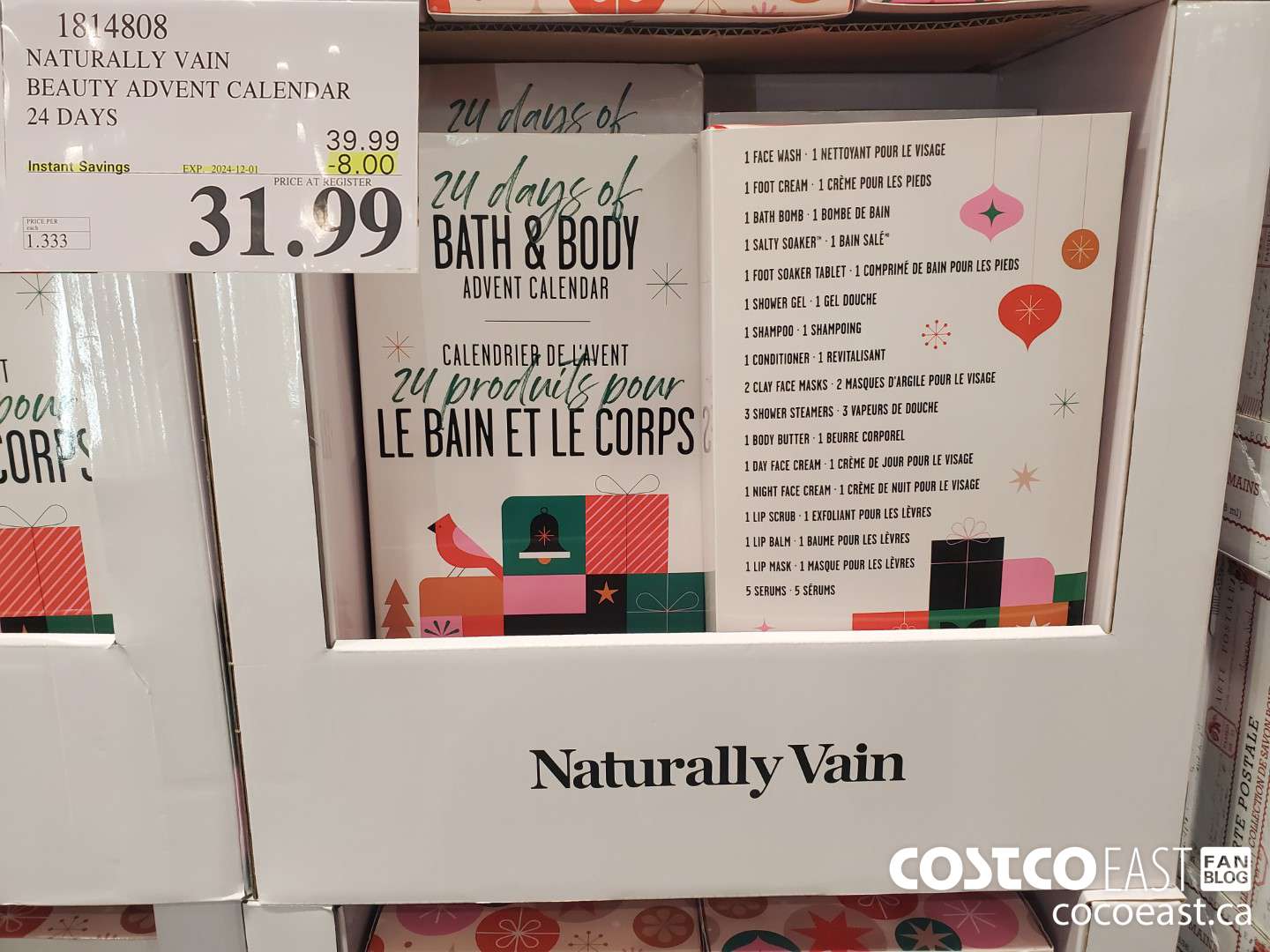 1614808 NATURALLY VAIN BEAUTY ADVENT CALENDAR 24 DAYS ($8.00 INSTANT SAVINGS EXPIRES ON 2024-12-01) $31.99