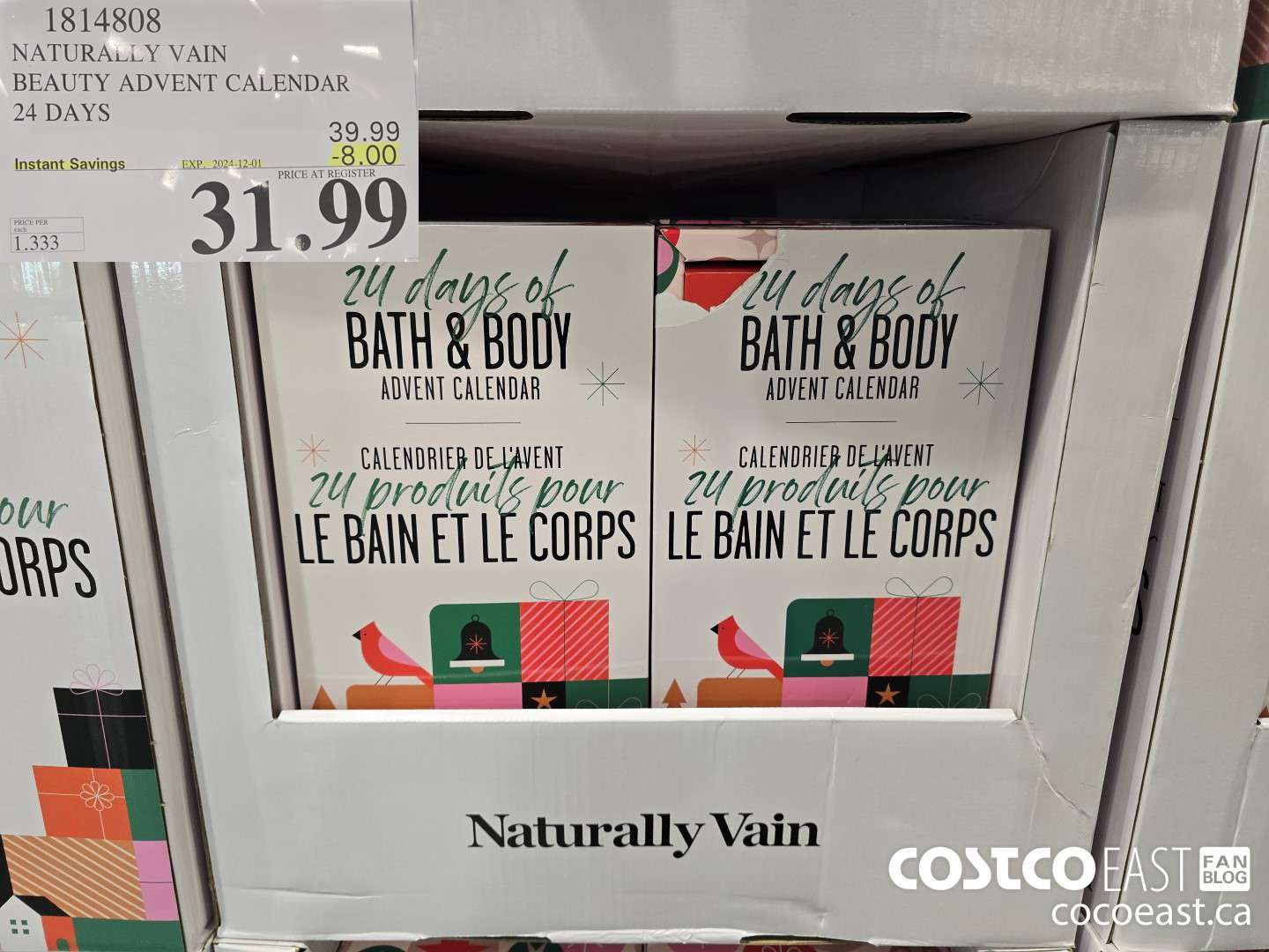 1814808 NATURALLY VAIN BEAUTY ADVENT CALENDAR 24 DAYS ($8.00 INSTANT SAVINGS EXPIRES ON 2024-12-01) $31.99