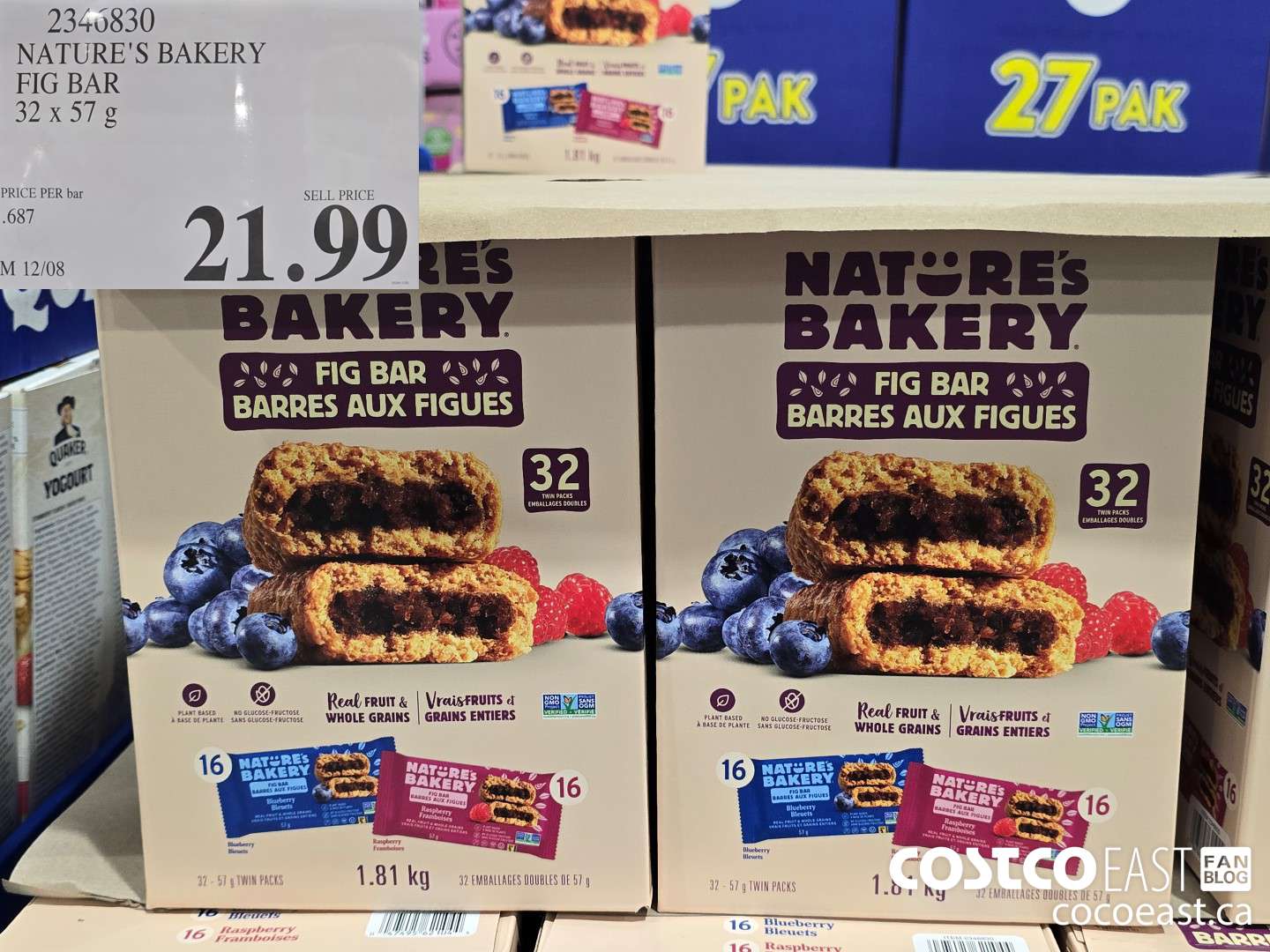 2346830 NATURE'S BAKERY FIG BAR 32 X 57 G $21.99