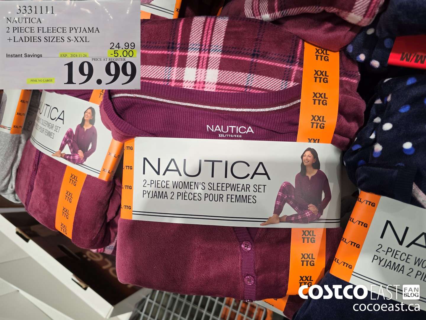 3331111 NAUTICA 2 PIECE FLEECE PYJAMA +LADIES SIZES S-XXL ($5.00 INSTANT SAVINGS EXPIRES ON 2024-11-24) $19.99