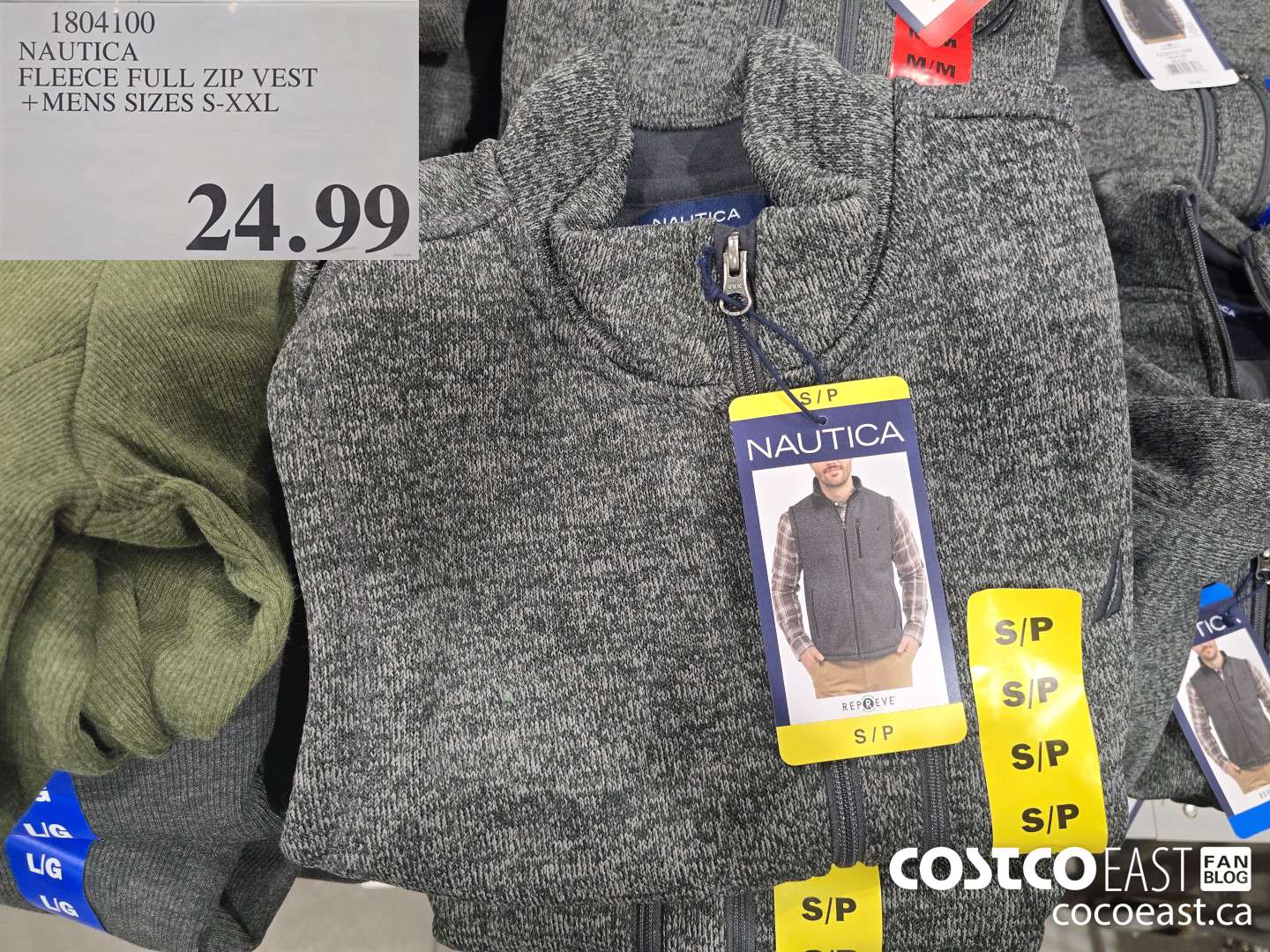 1804100 NAUTICA FLEECE FULL ZIP VEST +MENS SIZES S-XXL $24.99