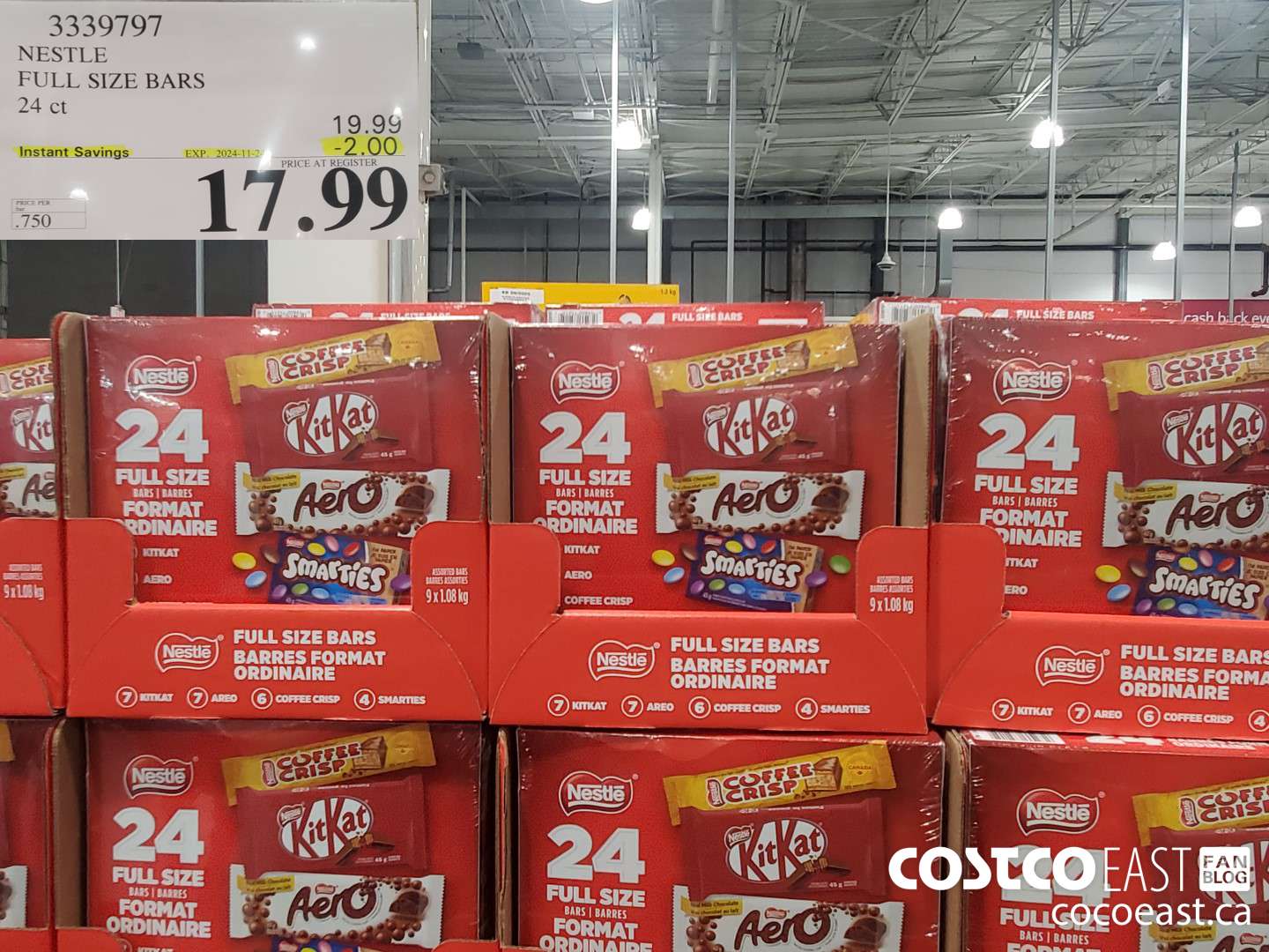 3339797 NESTLE FULL SIZE BARS 24 CT ($2.00 INSTANT SAVINGS EXPIRES ON 2024-11-24) $17.99