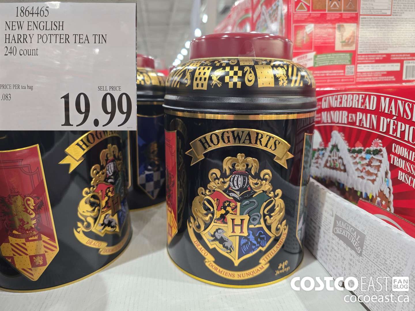 1864465 NEW ENGLISH HARRY POTTER TEA TIN 240 count $19.99