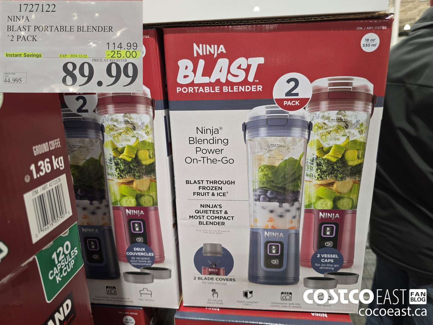 1727122 NINJA BLAST PORTABLE BLENDER 2 PACK ($25.00 INSTANT SAVINGS EXPIRES ON 2024-12-22) $59.99