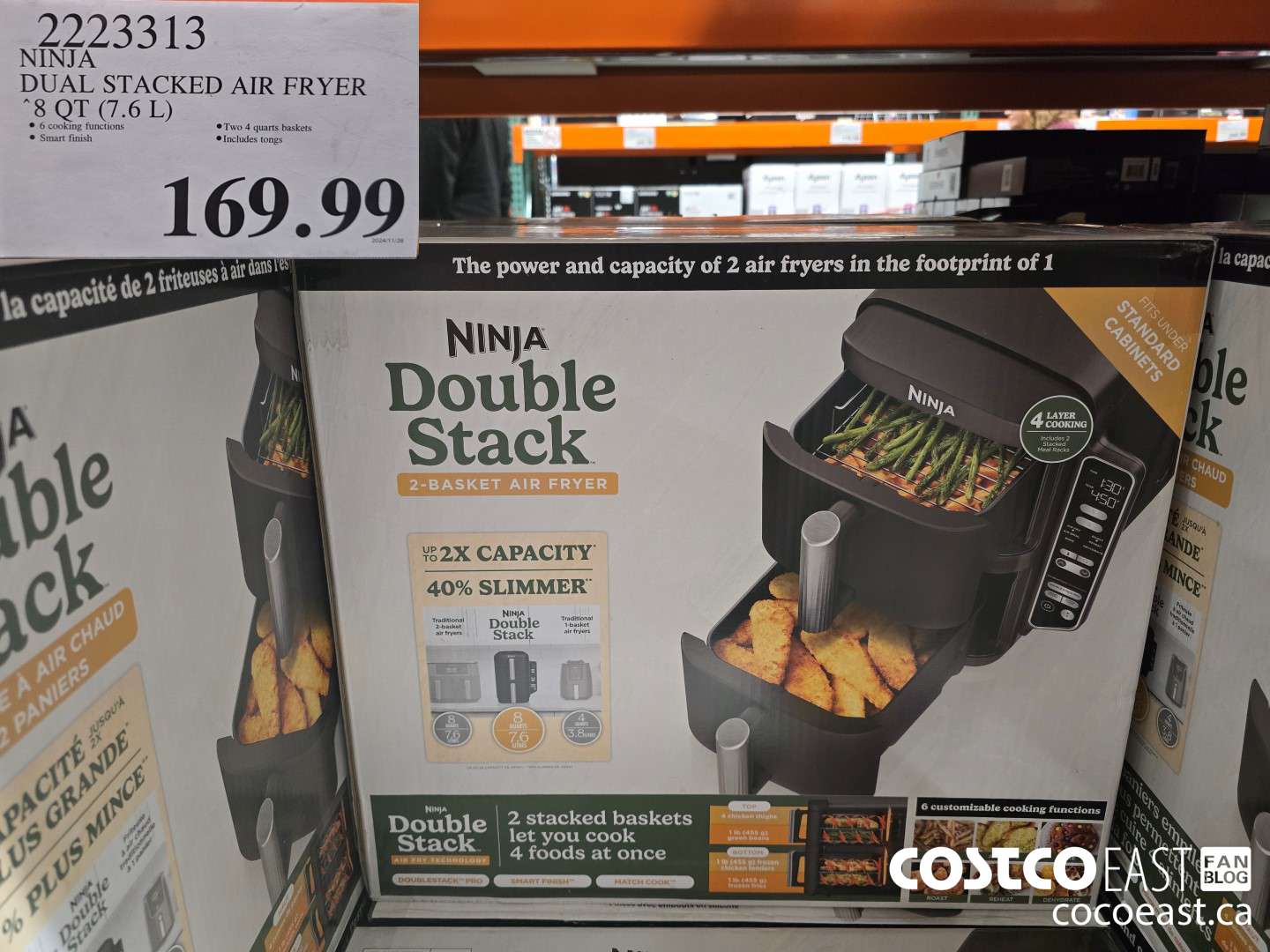 2223313 NINJA DUAL STACKED AIR FRYER 8 QT (7.6L) $169.99