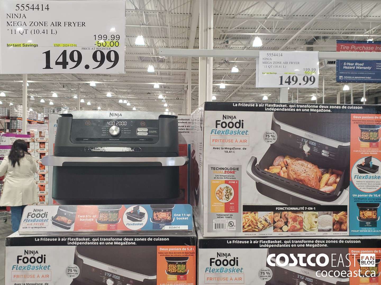 5554414 NINJA MEGA ZONE AIR FRYER 11 QT. (10.41 L) ($50.00 INSTANT SAVINGS EXPIRES ON 2024-12-01) $149.99