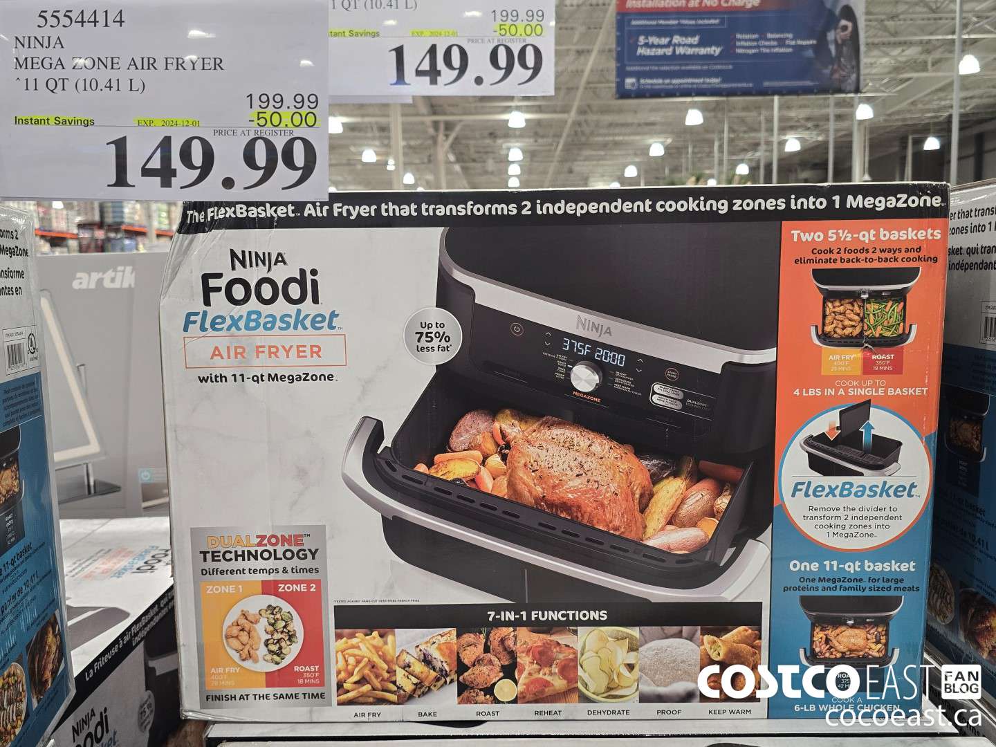 5554414 NINJA MEGA ZONE AIR FRYER 11 QT. (10.41 L) ($50.00 INSTANT SAVINGS EXPIRES ON 2024-12-01) $149.99