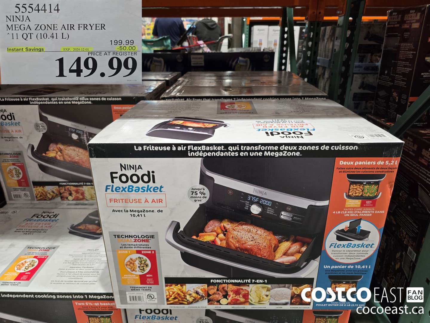 5554414 NINJA MEGA ZONE AIR FRYER 11 QT. (10.41 L) ($50.00 INSTANT SAVINGS EXPIRES ON 2024-12-01) $149.99