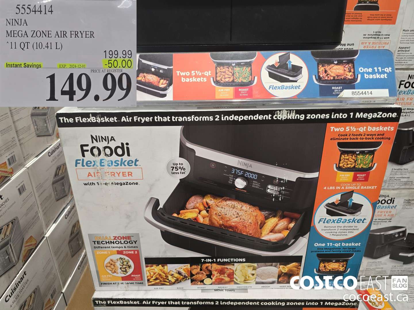5554414 NINJA MEGA ZONE AIR FRYER 11 QT. (10.41 L) ($50.00 INSTANT SAVINGS EXPIRES ON 2024-12-01) $149.99