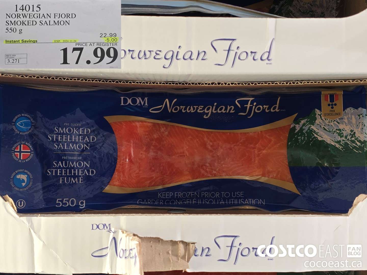 14015 NORWEGIAN FJORD SMOKED SALMON 550 G ($5.00 INSTANT SAVINGS EXPIRES ON 2024-11-24) $17.99