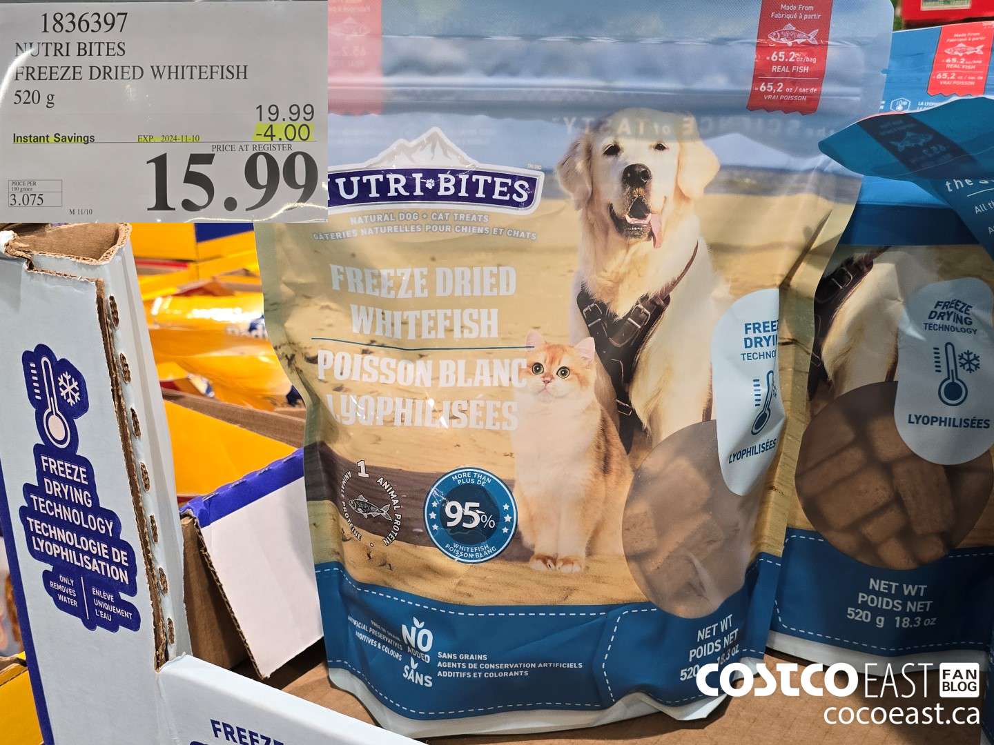 1836397 NUTRI BITES FREEZE DRIED WHITEFISH 520 g ($4.00 INSTANT SAVINGS EXPIRES ON 2024-11-10) $15.99