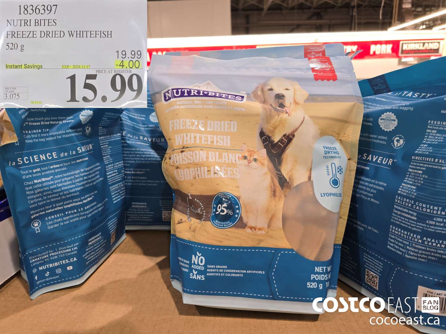 1836397 NUTRI BITES FREEZE DRIED WHITEFISH 520 g ($4.00 INSTANT SAVINGS EXPIRES ON 2024-11-17) $15.99