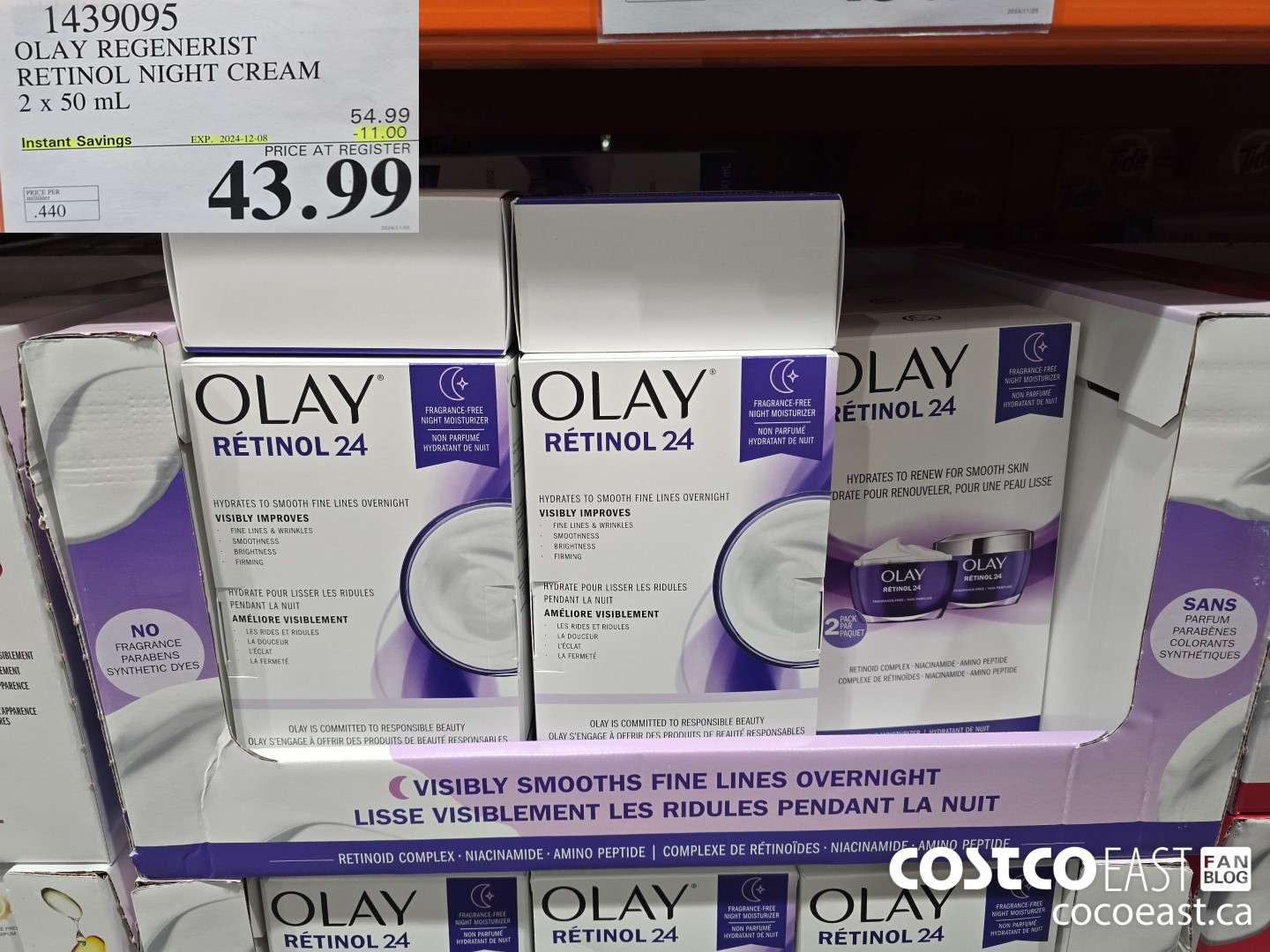 1439095 OLAY REGENERIST RETINOL NIGHT CREAM 2 x 50ML ($11.00 INSTANT SAVINGS EXPIRES ON 2024-12-08) $43.99