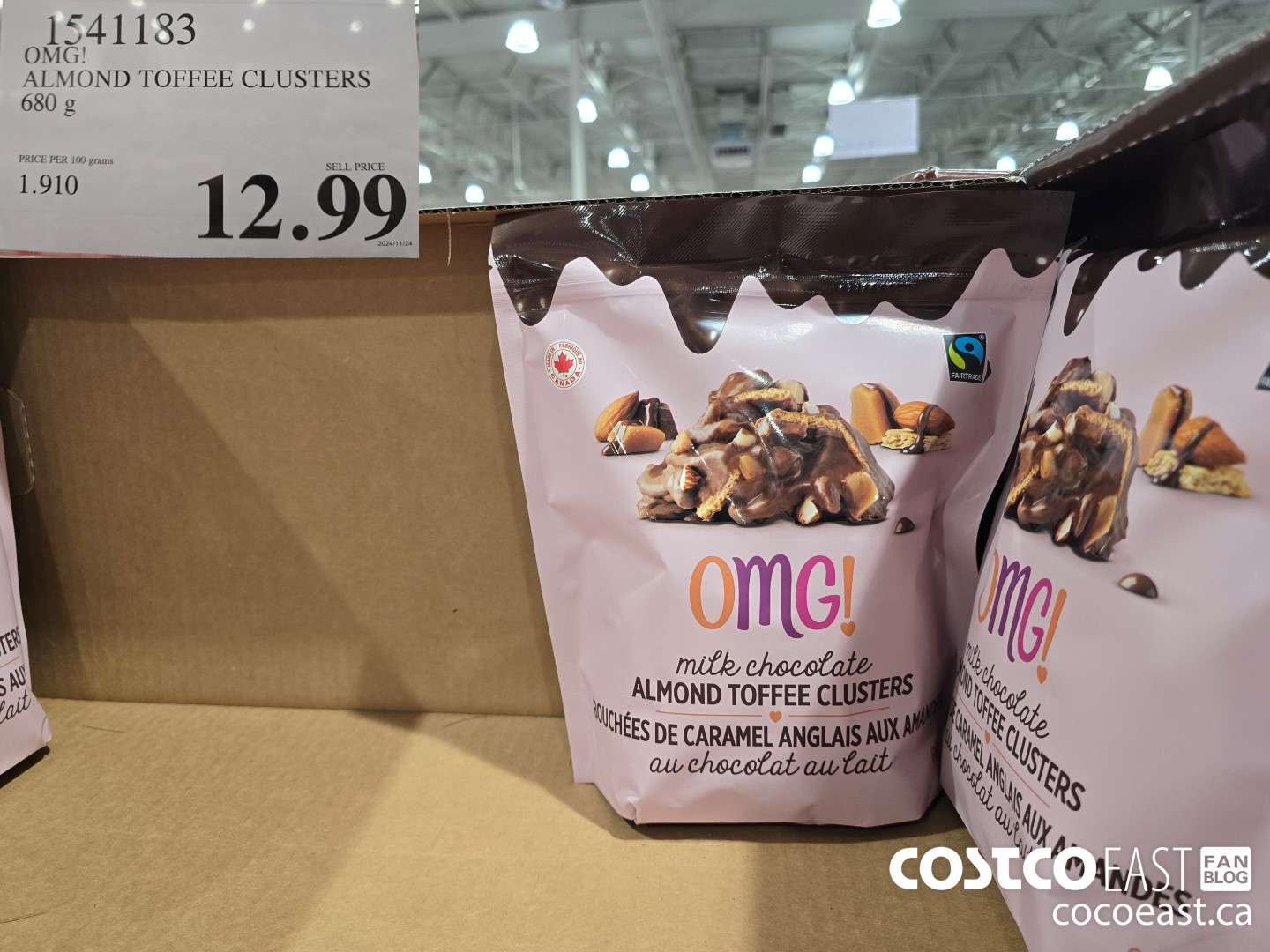 1541183 OMG! ALMOND TOFFEE CLUSTERS 680 g $12.99