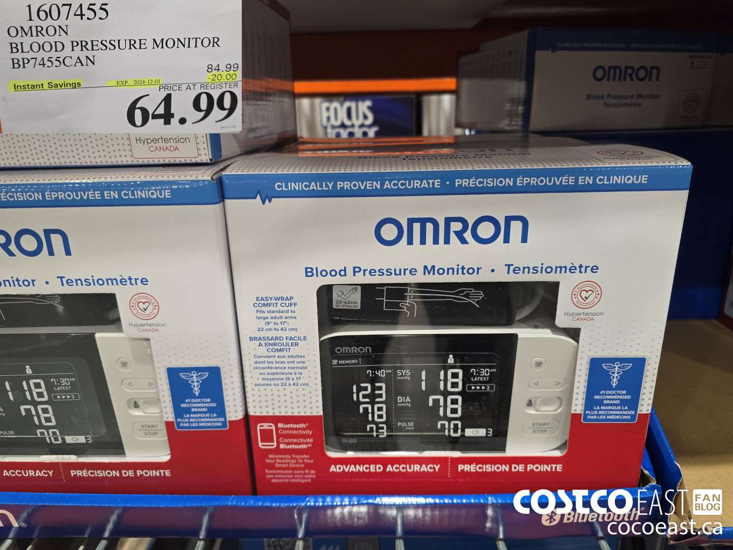 1607455 OMRON BLOOD PRESSURE MONITOR BP7455CAN ($20.00 INSTANT SAVINGS EXPIRES ON 2024-12-01) $64.99