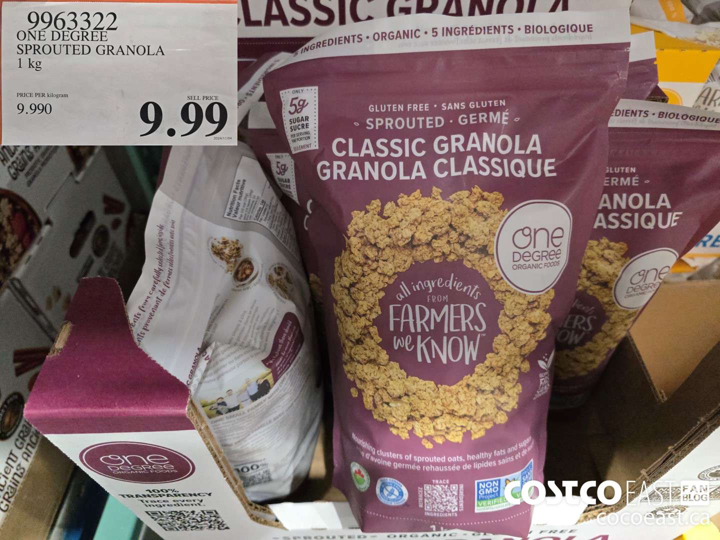 9963322 ONE DEGREE SPROUTED GRANOLA 1 kg $9.99