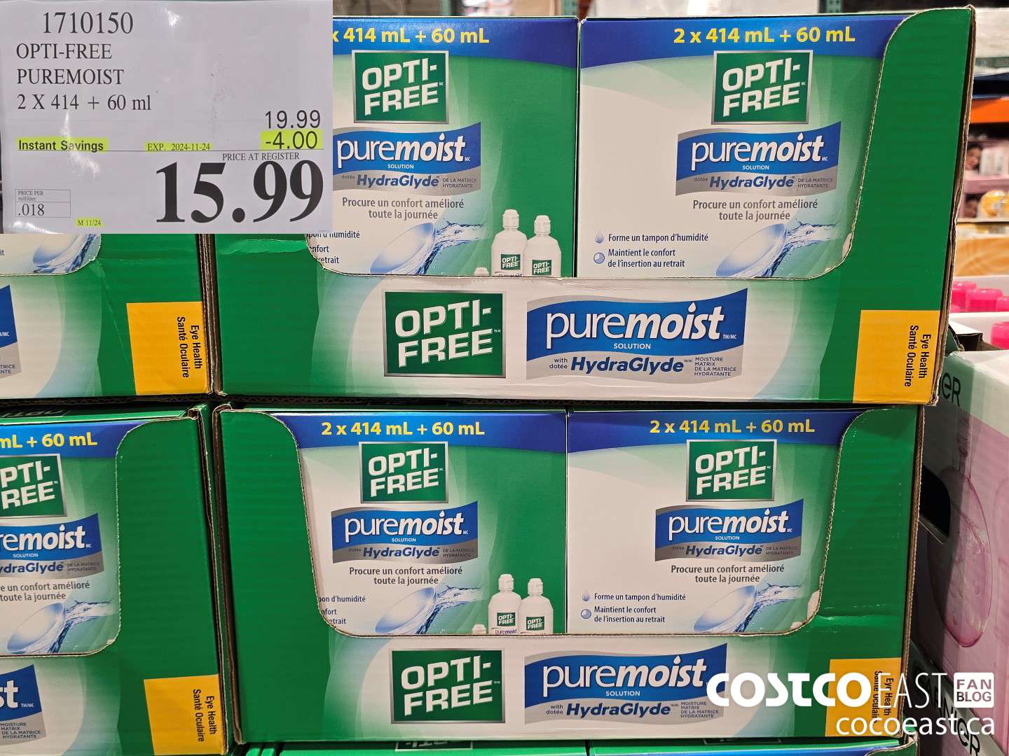 1710150 OPTI-FREE PUREMOIST 2 X 414 + 60 ml ($4.00 INSTANT SAVINGS EXPIRES ON 2024-11-24) $15.99