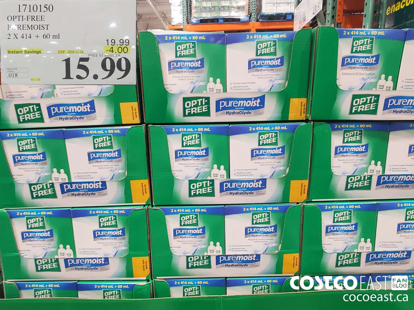 1710150 OPTI-FREE PUREMOIST 2 X 414 + 60 ml ($4.00 INSTANT SAVINGS EXPIRES ON 2024-11-24) $15.99