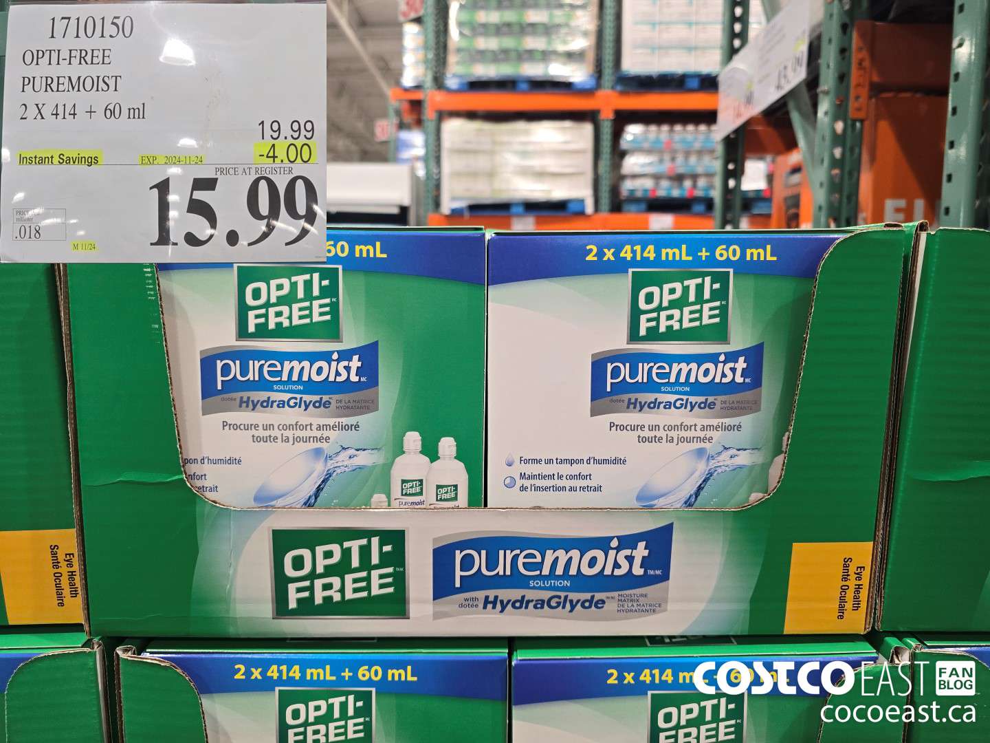 1710150 OPTI-FREE PUREMOIST 2 X 414 + 60 ml ($4.00 INSTANT SAVINGS EXPIRES ON 2024-11-24) $15.99