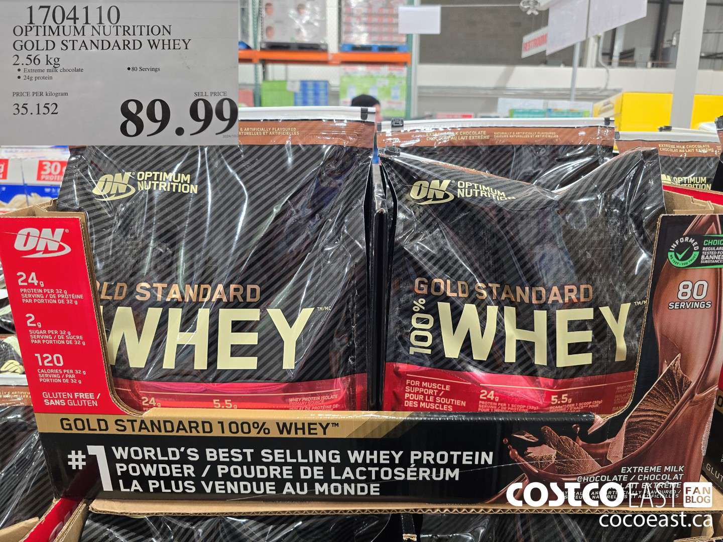 1704110 OPTIMUM NUTRITION GOLD STANDARD WHEY 2.56 KG $89.99