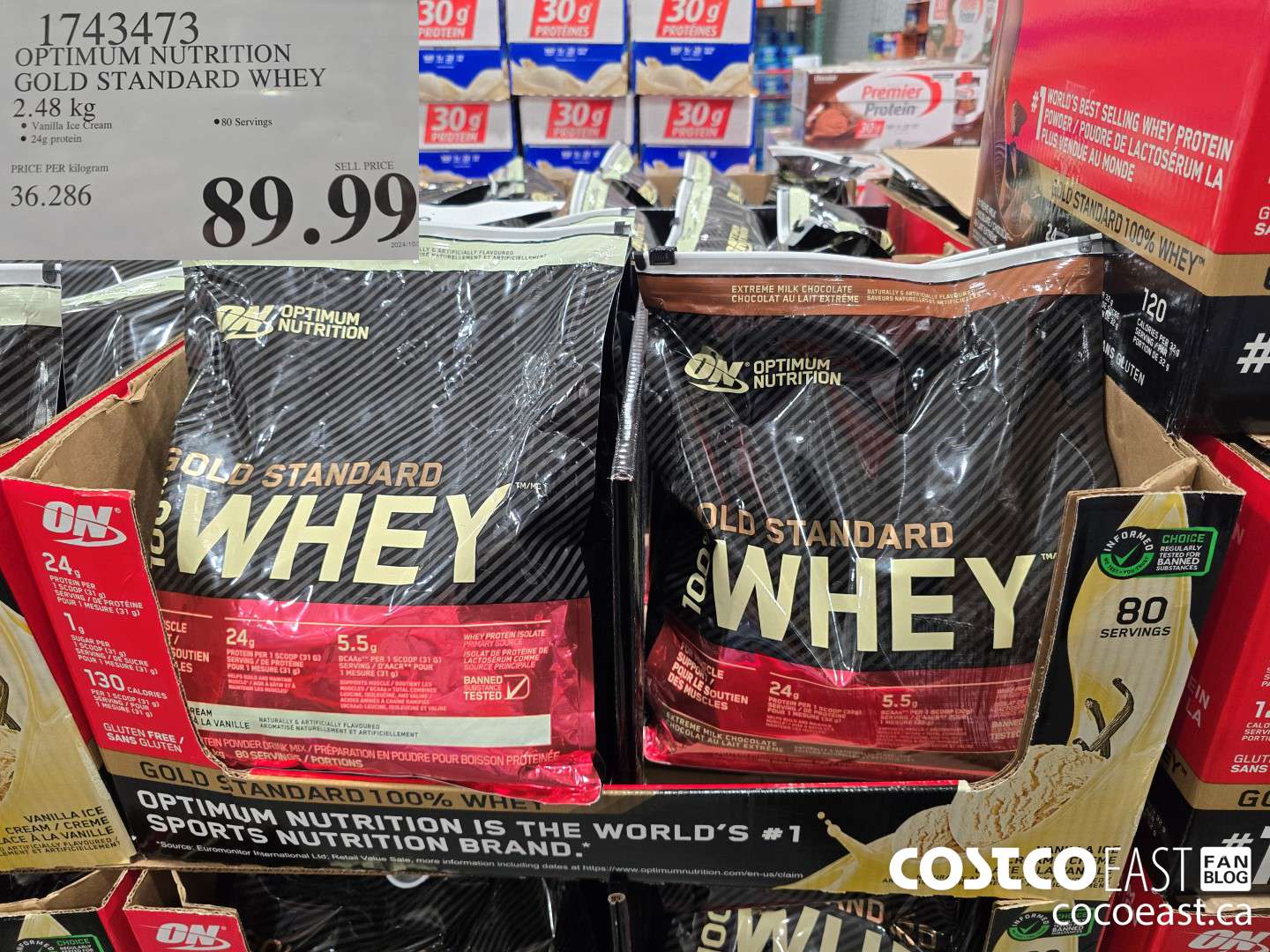 1743473 OPTIMUM NUTRITION GOLD STANDARD WHEY 2.56 KG $89.99