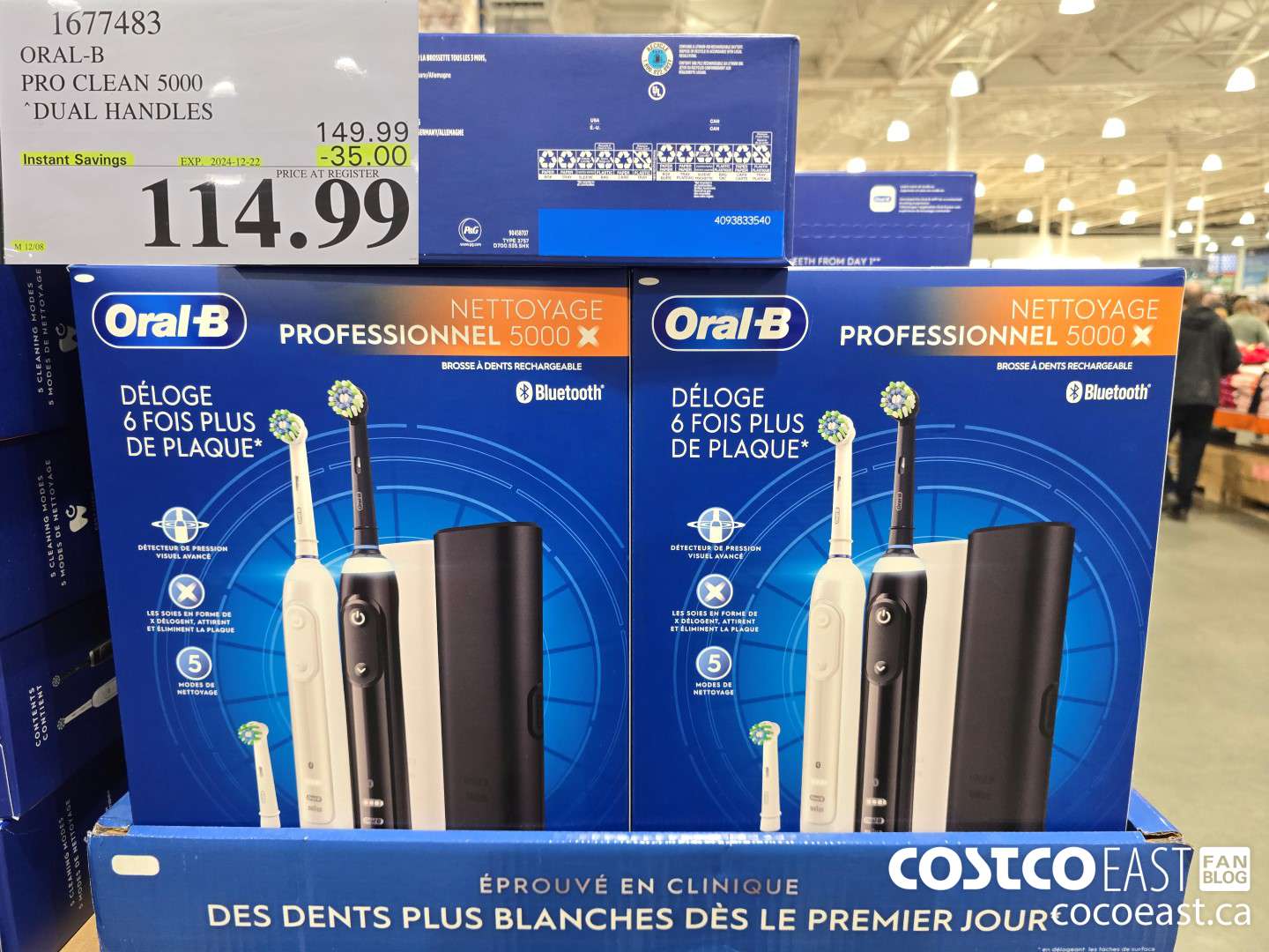 1677483 ORAL-B PRO CLEAN 5000 DUAL HANDLES ($35.00 INSTANT SAVINGS EXPIRES ON 2024-12-22) $114.99