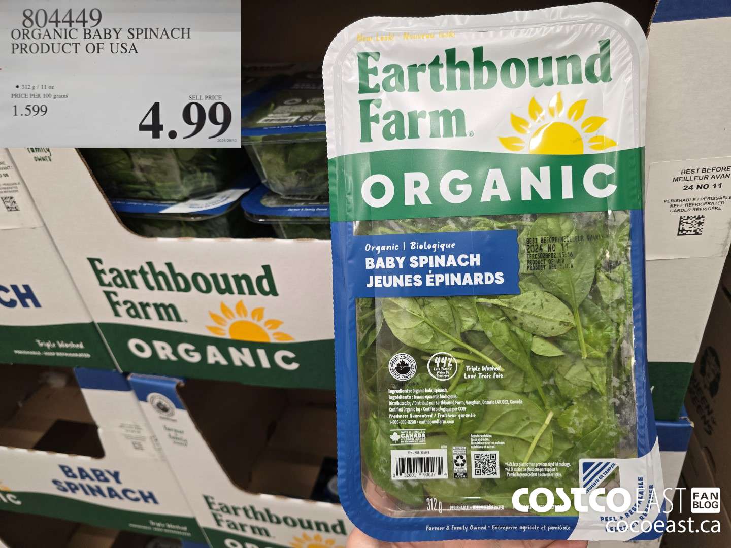 804449 ORGANIC BABY SPINACH PRODUCT OF USA $4.99