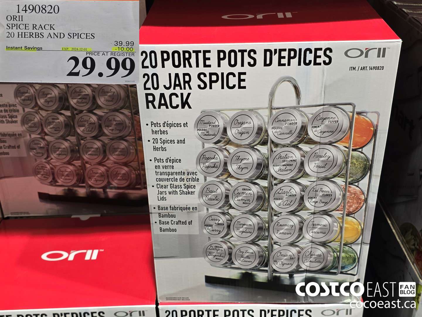 1490820 ORII SPICE RACK 20 HERBS AND SPICES ($10.00 INSTANT SAVINGS EXPIRES ON 2023-12-01) $29.99