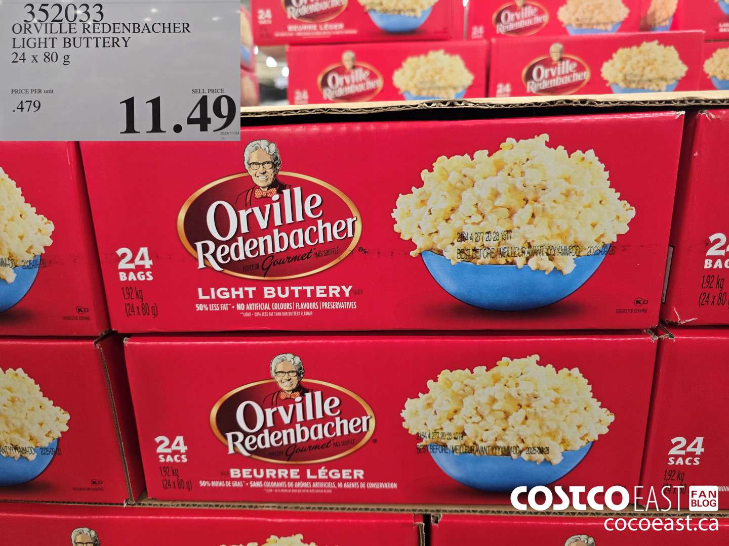 352033 ORVILLE REDENBACHER LIGHT BUTTERY 24 x 80g $11.49