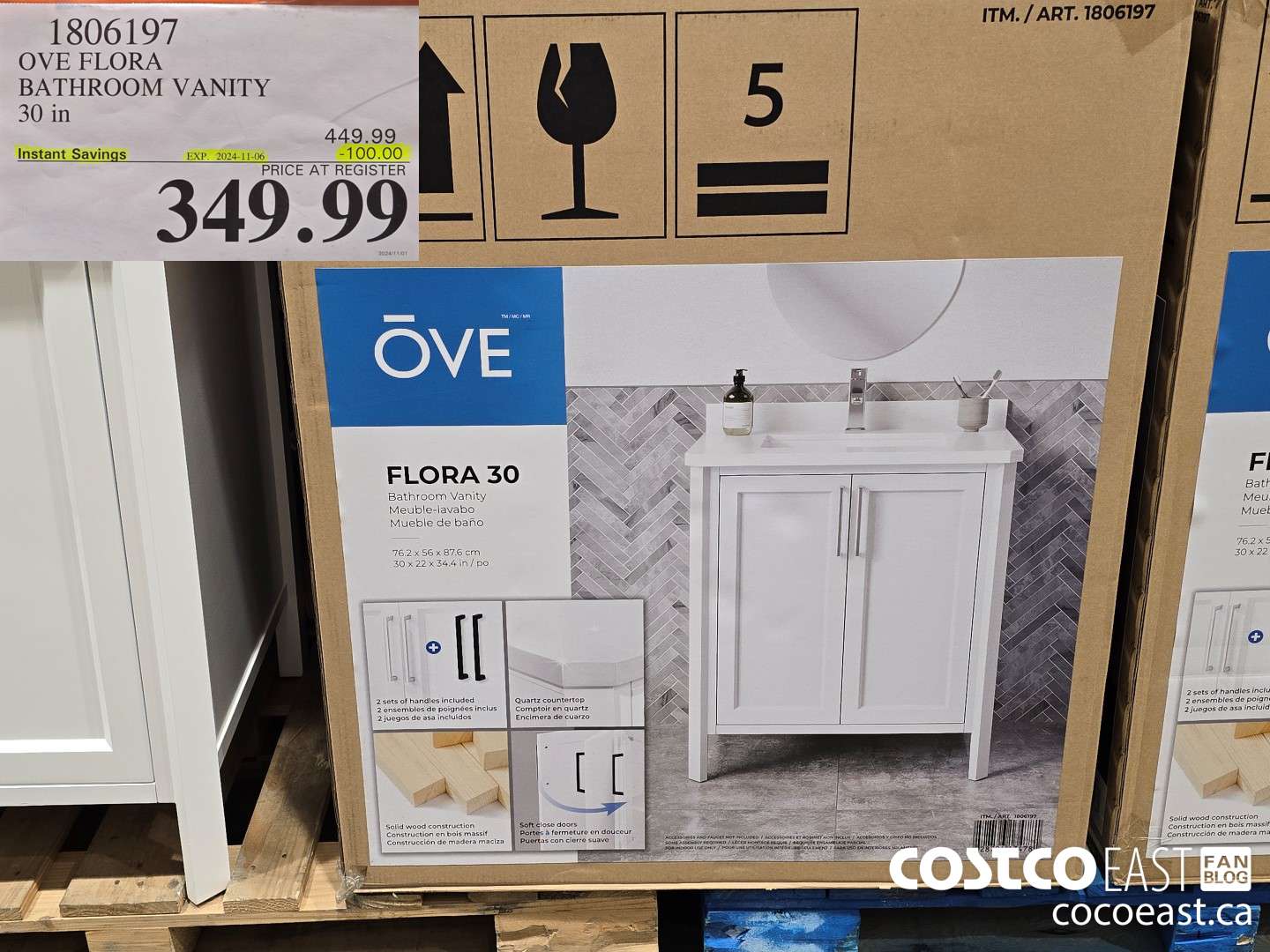 1806197 OVE FLORA BATHROOM VANITY 30 in ($100.00 INSTANT SAVINGS EXPIRES ON 2024-11-06) $349.99