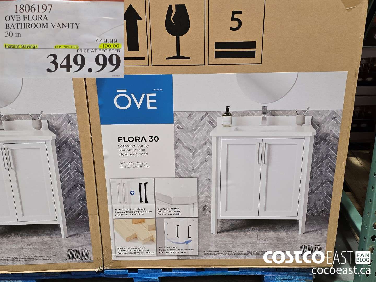 1806197 OVE FLORA BATHROOM VANITY 30 in ($100.00 INSTANT SAVINGS EXPIRES ON 2024-11-06) $349.99
