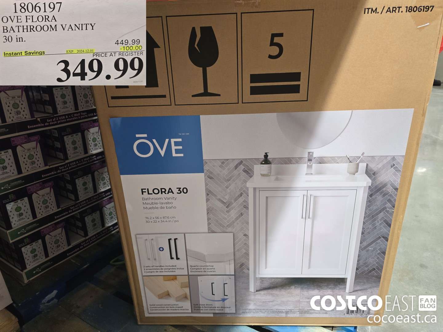 1806197 OVE FLORA BATHROOM VANITY 30 in ($100.00 INSTANT SAVINGS EXPIRES ON 2024-12-01) $349.99