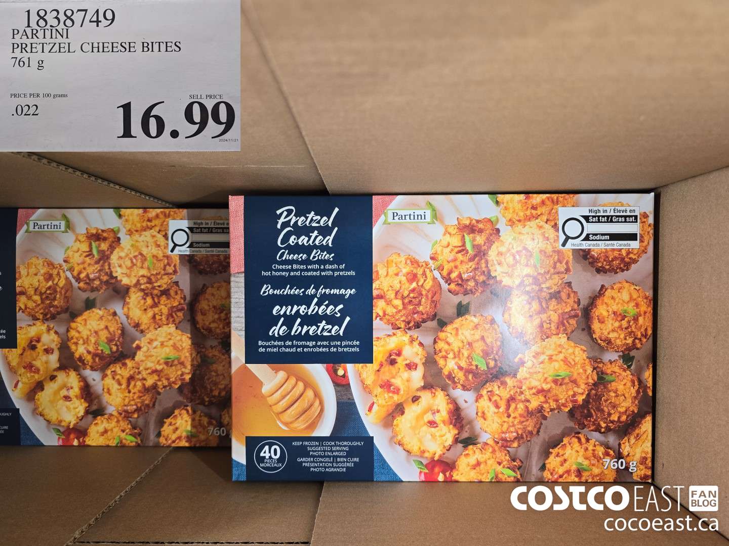 1838749 PARTINI PRETZEL CHEESE BITES 761 g $16.99