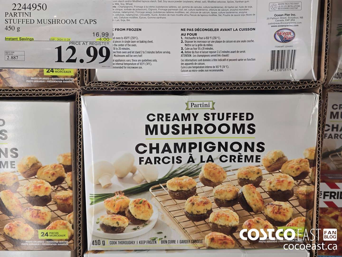 2244950 PARTINI STUFFED MUSHROOM CAPS 450 g ($4.00 INSTANT SAVINGS EXPIRES ON 2024-11-24) $12.99