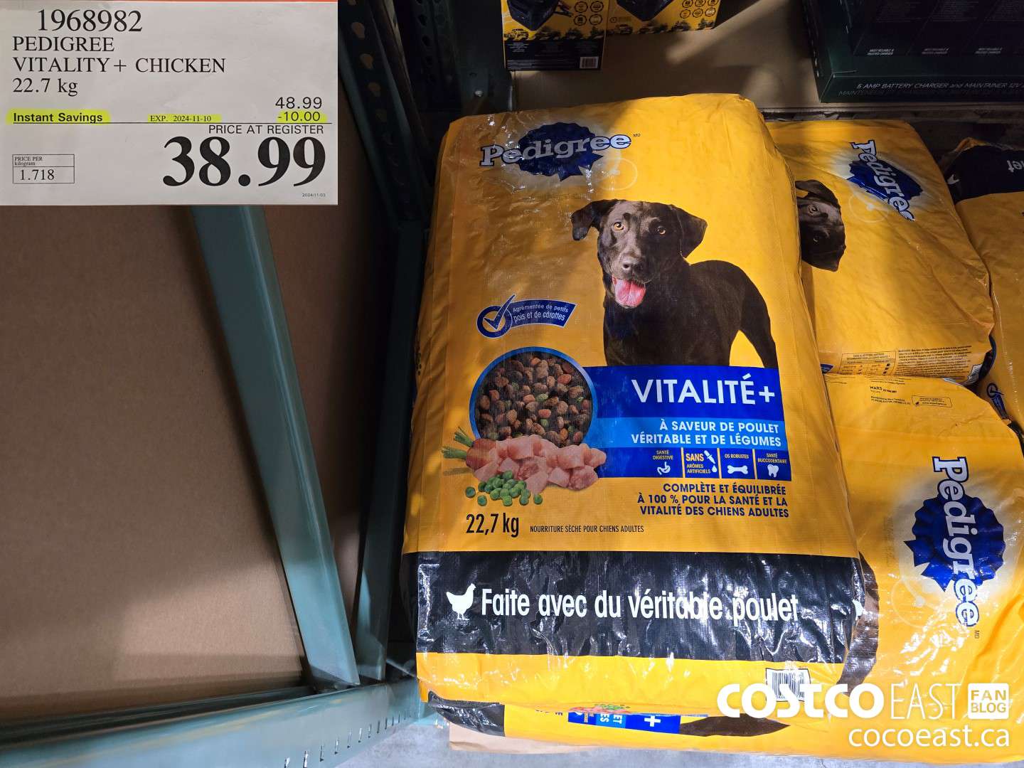 1968982 PEDIGREE VITALITY + CHICKEN 22.7 kg ($10.00 INSTANT SAVINGS EXPIRES ON 2024-11-10) $38.99