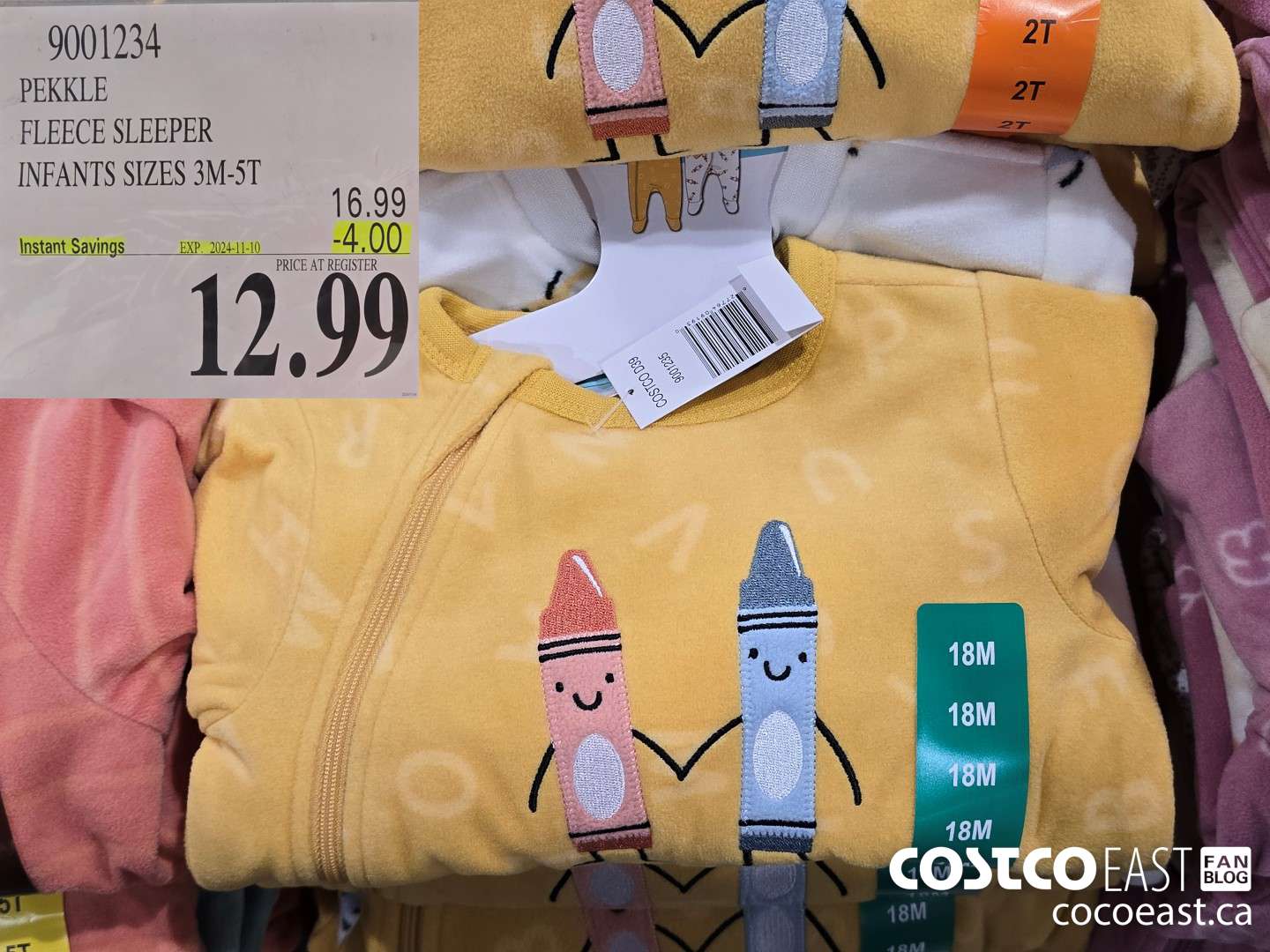 9001234 PEKKLE FLEECE SLEEPER INFANTS SIZES 3M-5T ($4.00 INSTANT SAVINGS EXPIRES ON 2024-11-10) $12.99