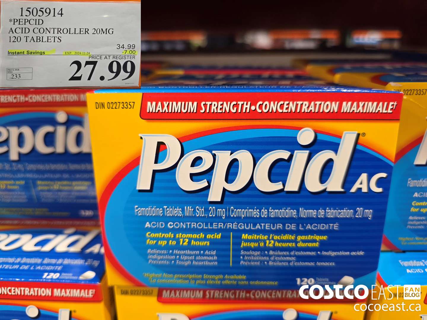 1505914 PEPCID ACID CONTROLLER 20MG 120 TABLETS ($7.00 INSTANT SAVINGS EXPIRES ON 2024-11-24) $27.99