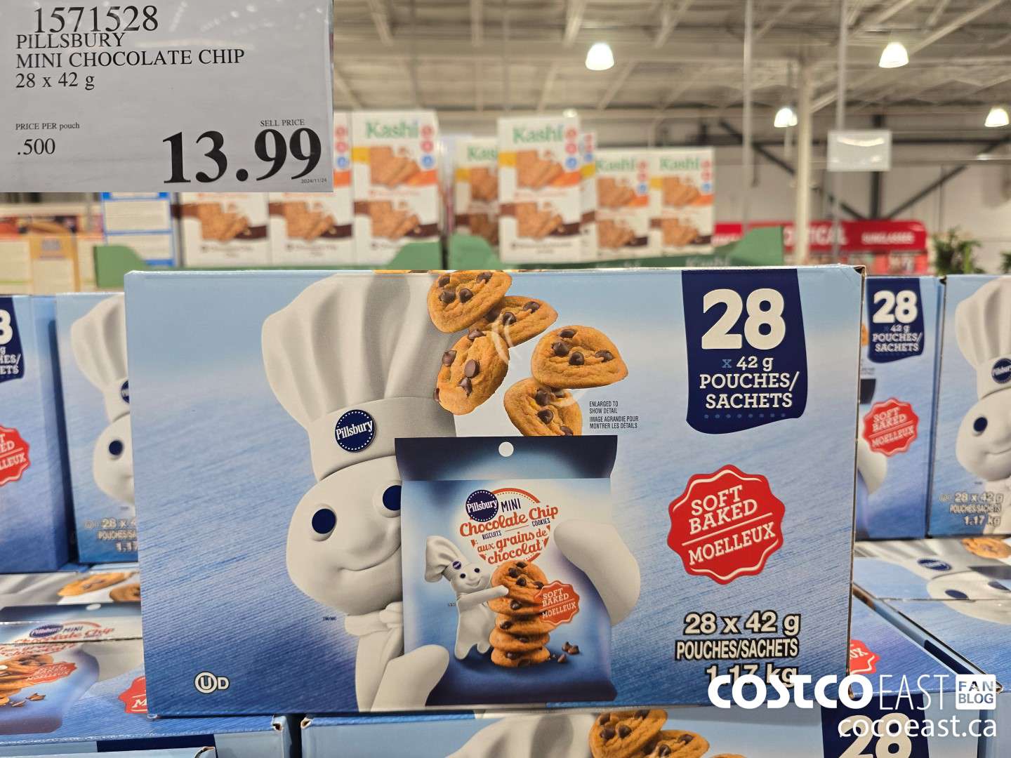 1571528 PILLSBURY SOFT BAKED CHIP COOKIE 28 X 42G $13.99