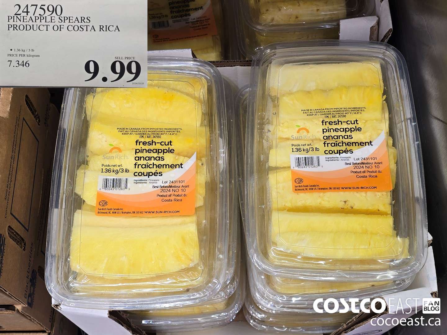 247590 PINEAPPLE SPEARS PRODUCT OF COSTA RICA $9.99