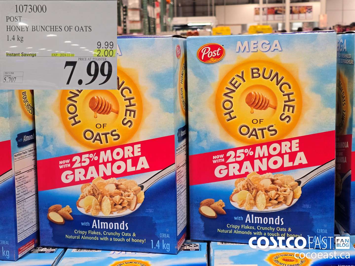 1073000 POST HONEY BUNCHES OF OATS 1.4 KG ($2.00 INSTANT SAVINGS EXPIRES ON 2024-11-10) $7.99